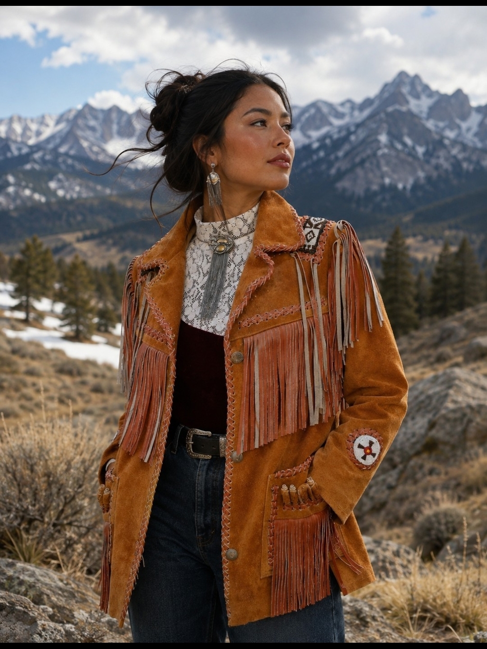 Fringe Suede Western Jacket - Rust Brown